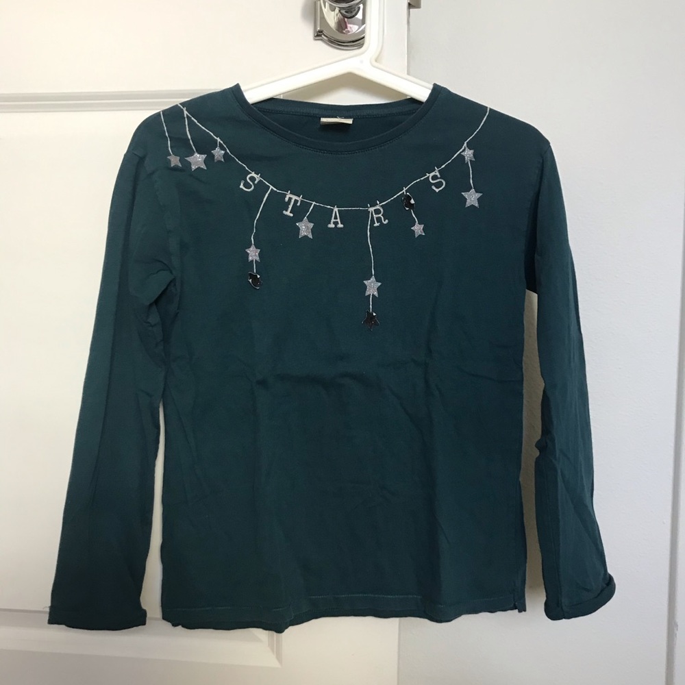 Zara Girls Teal Stars Long-sleeve Tee
